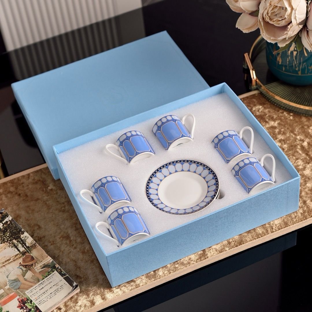 Swarovski Turkish coffee set of six cups with saucers. Three colors are available.